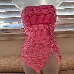 Silence + Noise Strapless Textured Pink Top